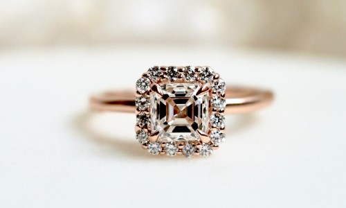 Elsa 5.4mm Asscher Diamond Rose gold