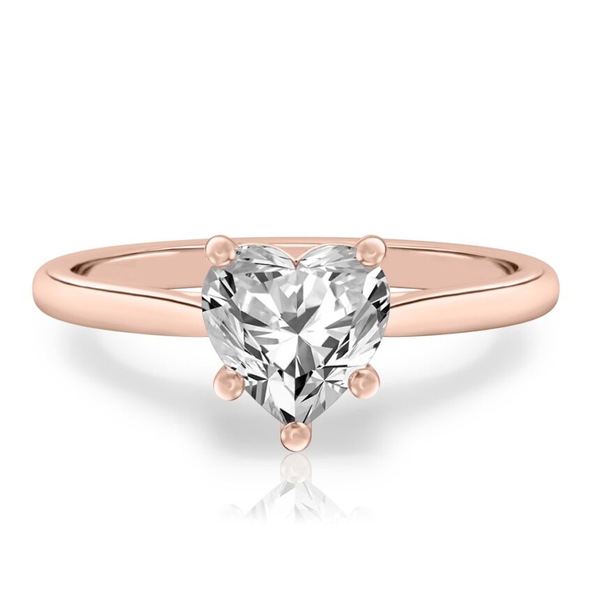 heart shape diamond cathedral solitaire engagement ring rose gold
