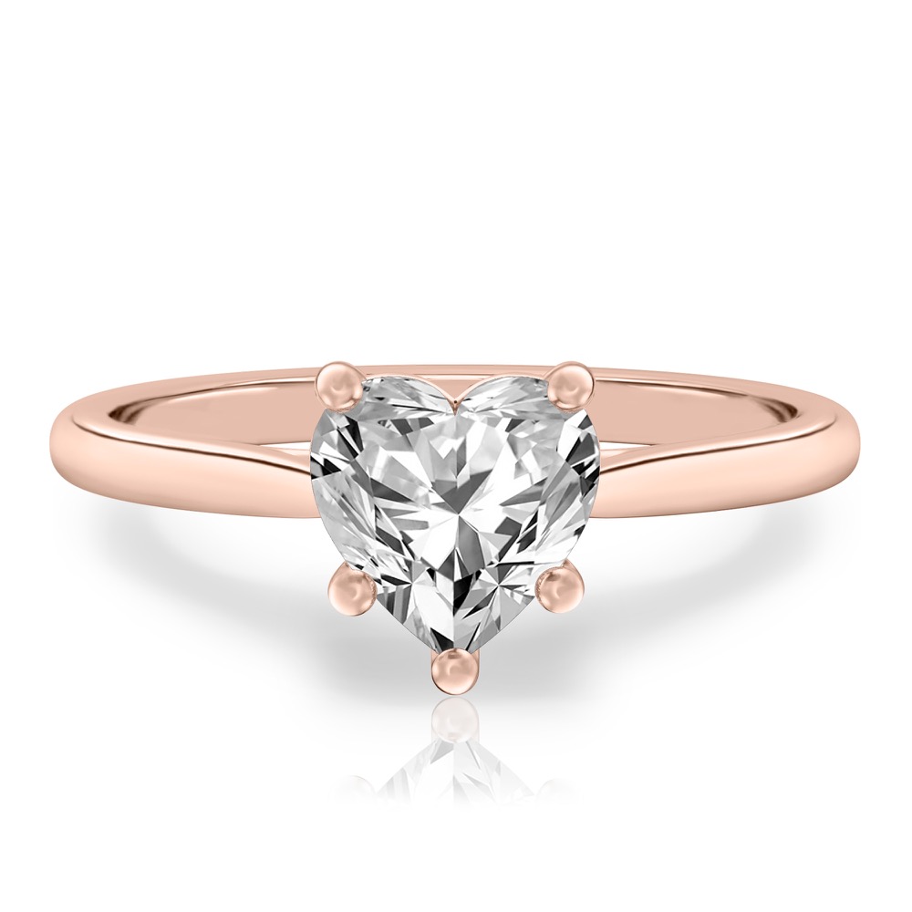 heart shape diamond cathedral solitaire engagement ring rose gold