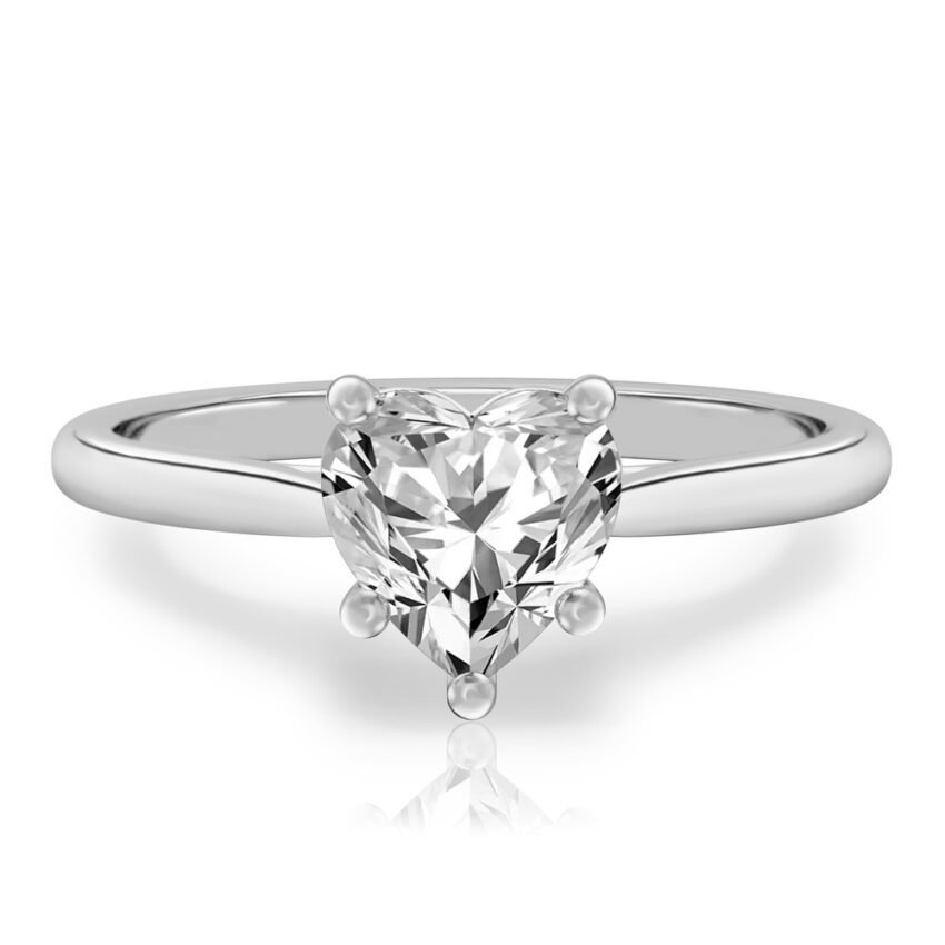 heart shape diamond cathedral solitaire engagement ring white gold