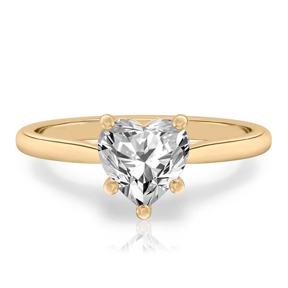 heart shape diamond cathedral solitaire engagement ring yellow gold