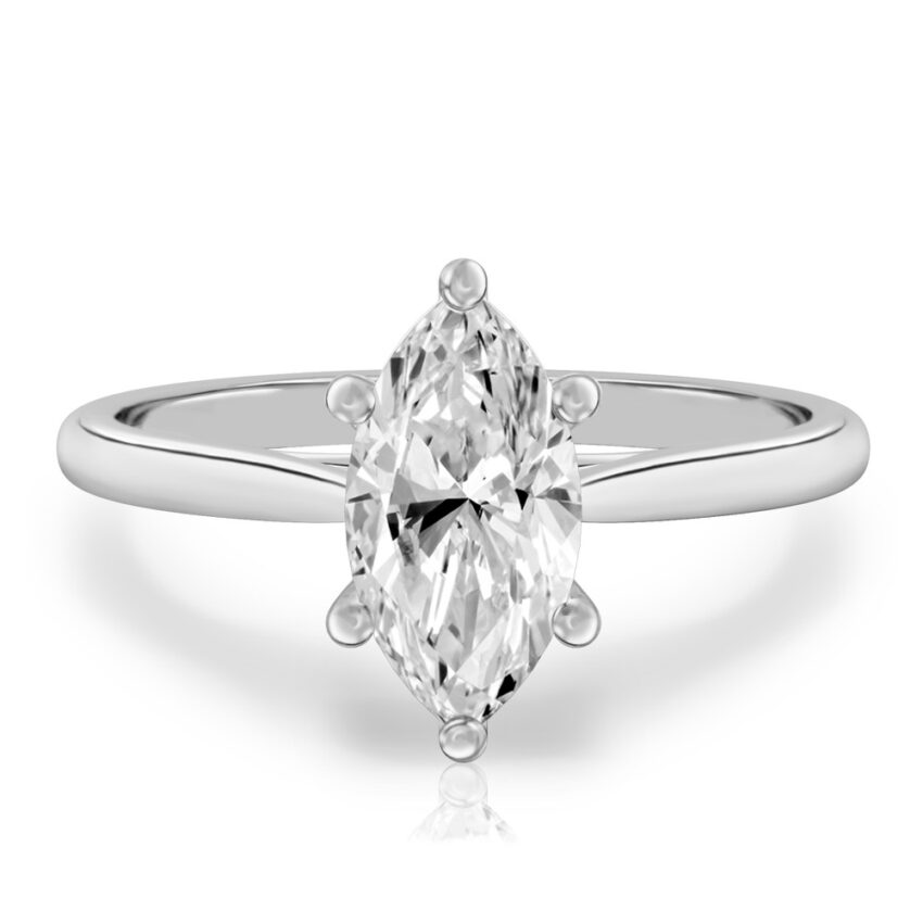 marquise cut diamond cathedral solitaire engagement ring palladium