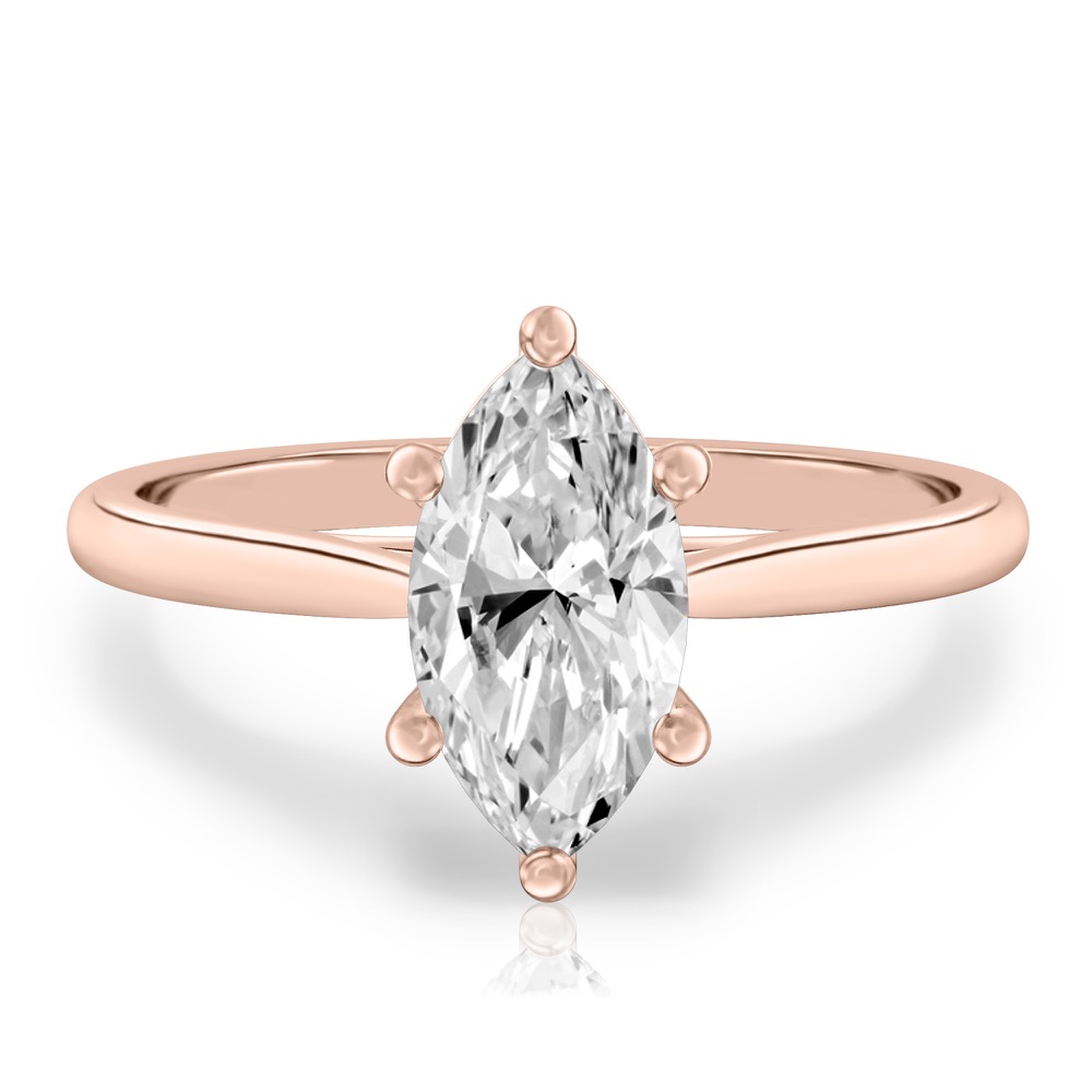 marquise cut diamond cathedral solitaire engagement ring rose gold