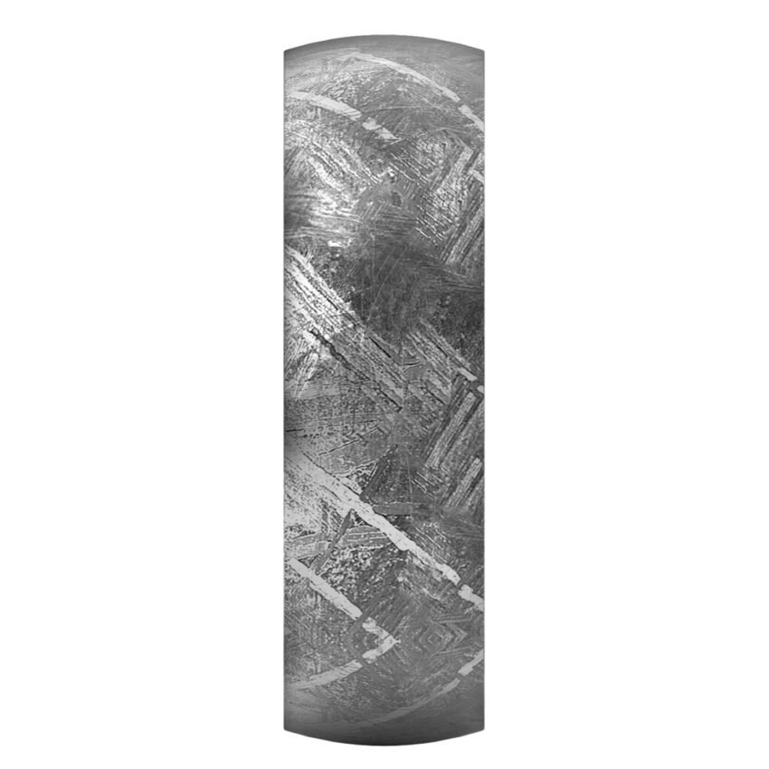 side view of 7mm width tungsten and meteorite ring with slight dome edge