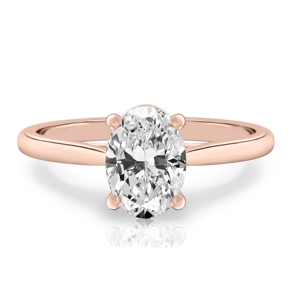 oval shape diamond cathedral solitaire engagement ring rose gold