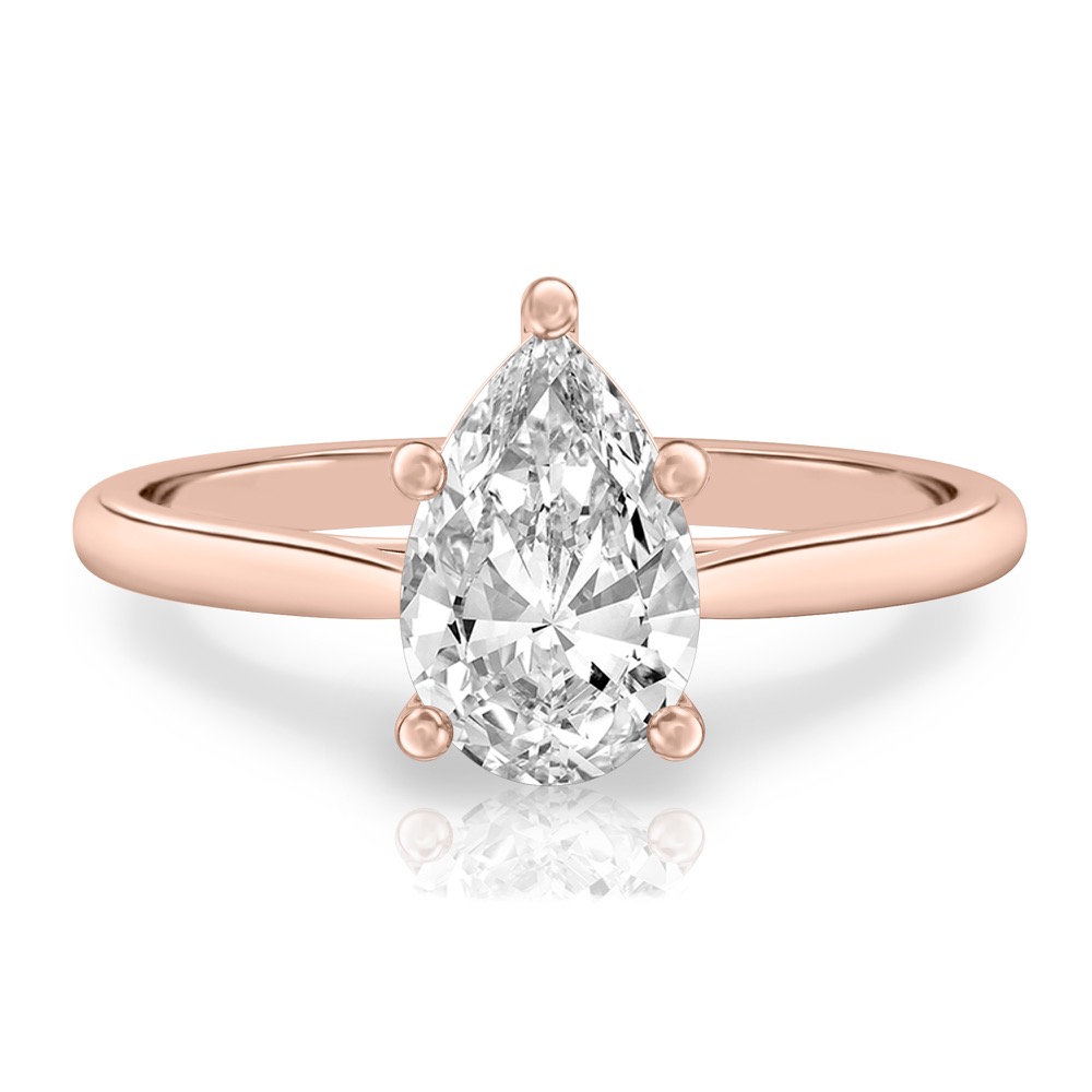 pear shape diamond cathedral solitaire engagement ring rose gold
