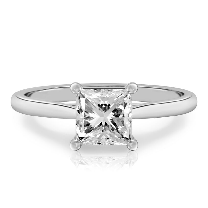 princess cut diamond cathedral solitaire engagement ring platinum