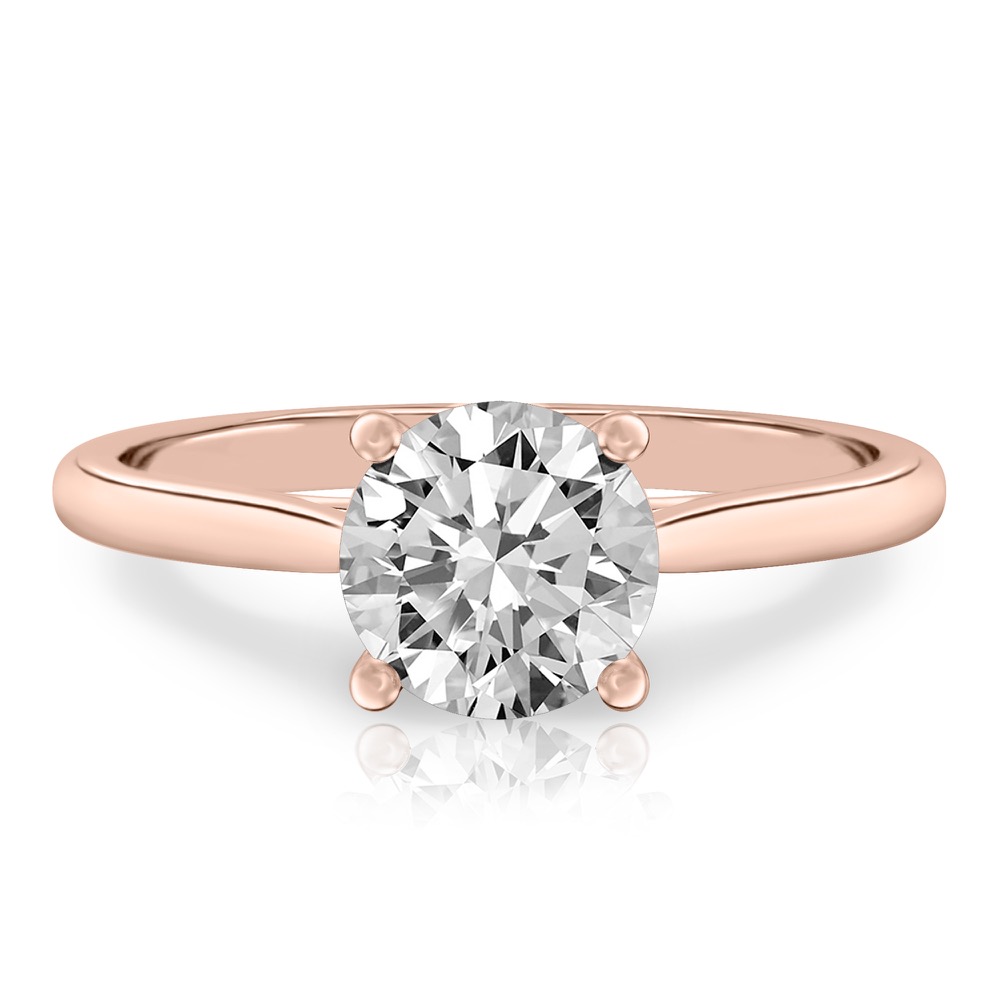 round cut diamond cathedral solitaire engagement ring rose gold