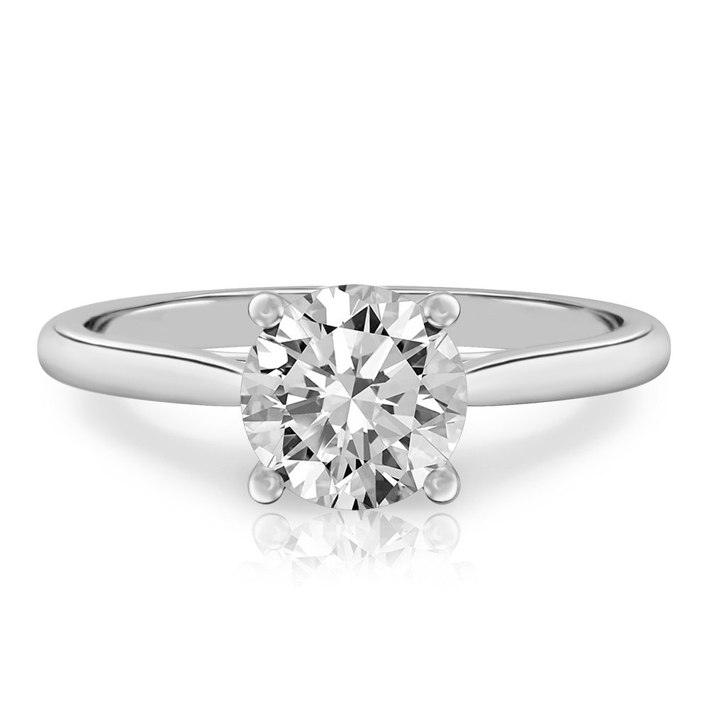 round cut diamond cathedral solitaire engagement ring white gold