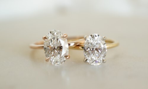 Oval Shaped Diamonds in Yellow Gold