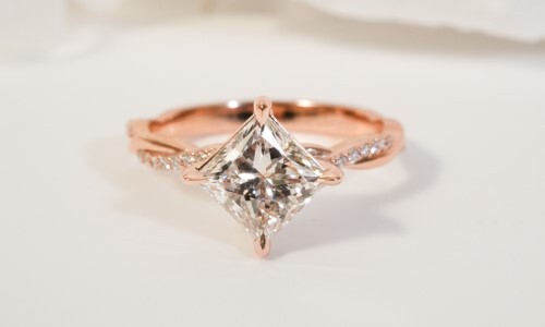 Princess Cut Diamond in Rose Gold