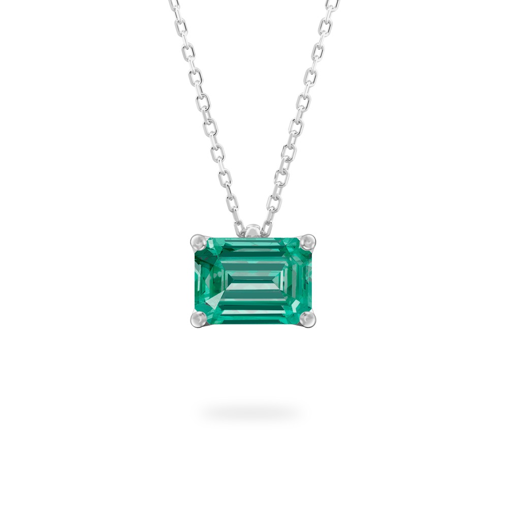 emerald cut august birthstone necklace in platinum