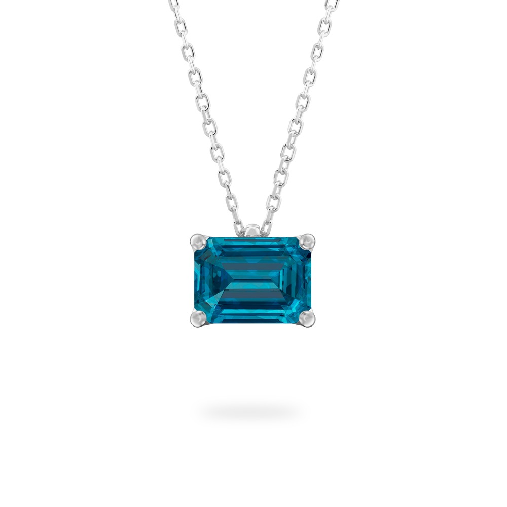 emerald cut december birthstone necklace in white gold