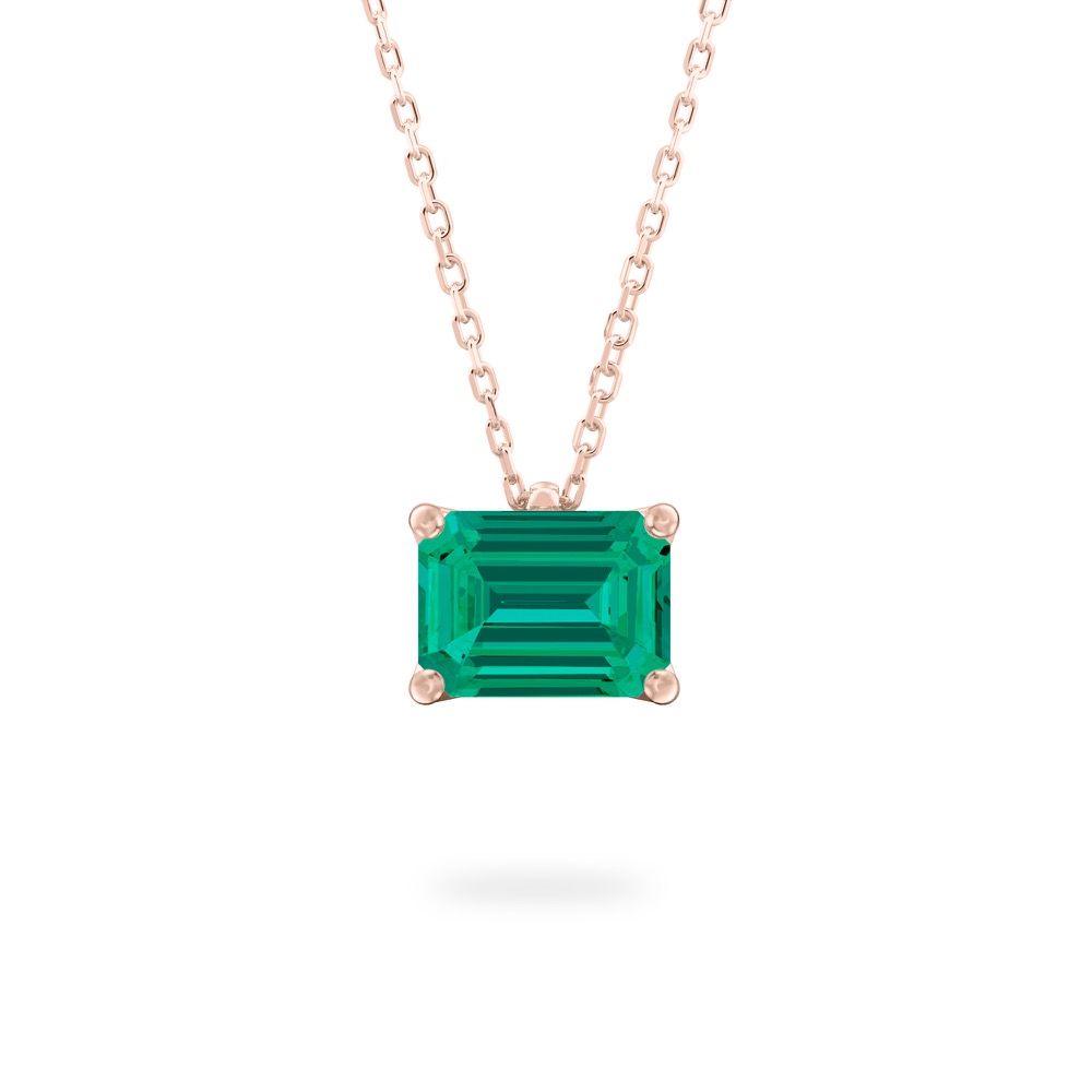 emerald cut emerald necklace in rose gold