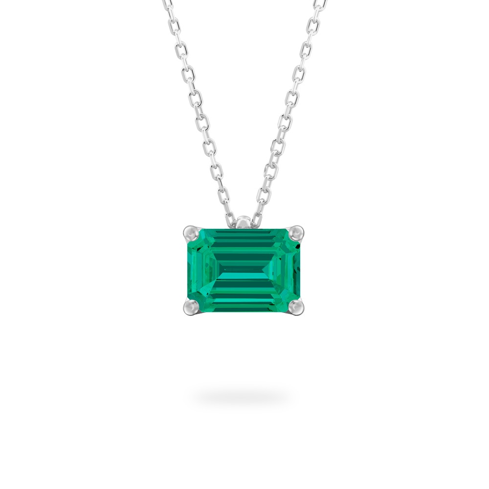 emerald cut emerald necklace in white gold