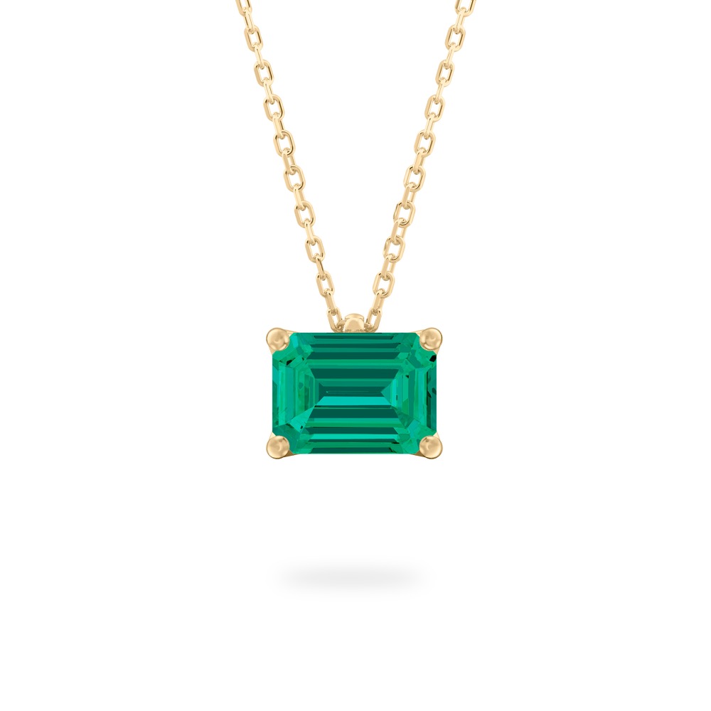 emerald cut emerald necklace in yellow gold