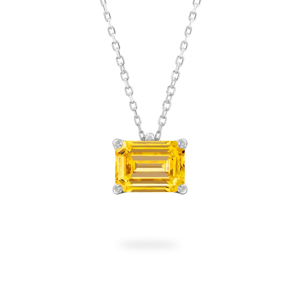 emerald cut november birthstone necklace in white gold