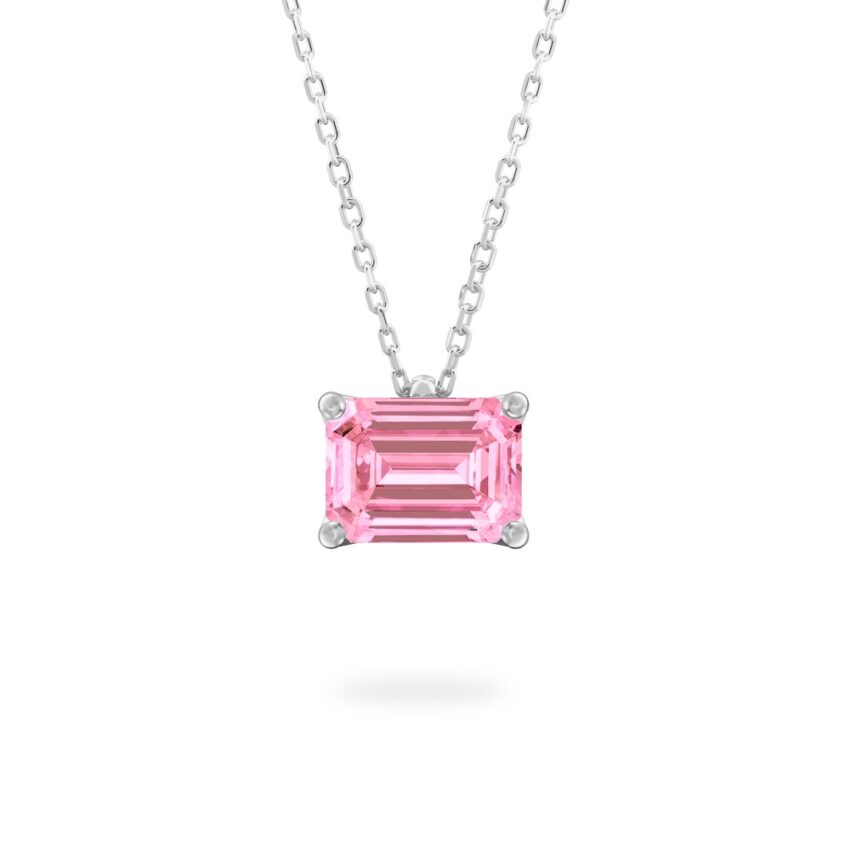emerald cut october birthstone necklace in platinum