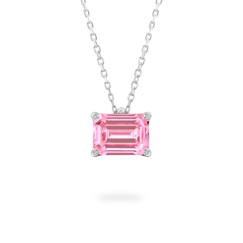 emerald cut october birthstone necklace in platinum