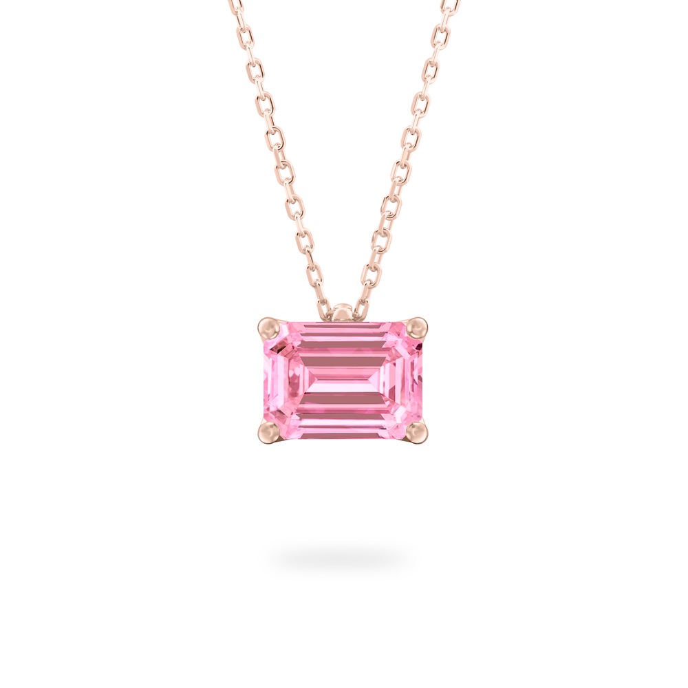 emerald cut october birthstone necklace in rose gold