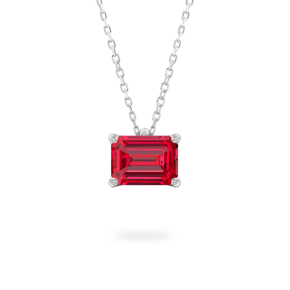 emerald cut ruby necklace in white gold