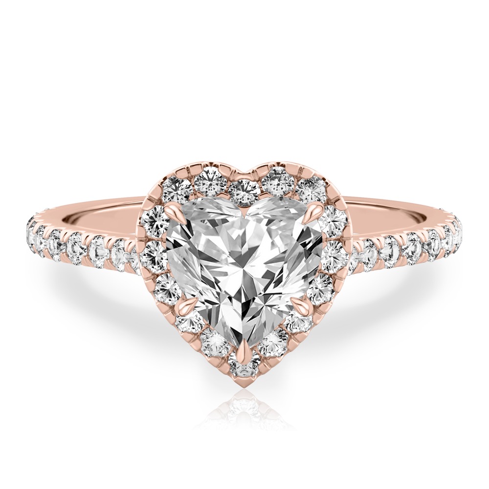 heart shape diamond cushion halo engagement ring rose gold