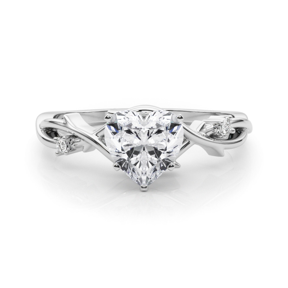 heart shape diamond thorn engagement ring in platinum