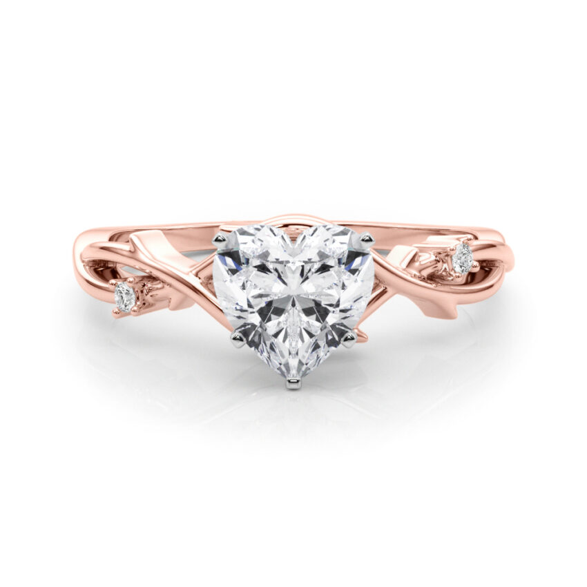 heart shape diamond thorn engagement ring in rose gold