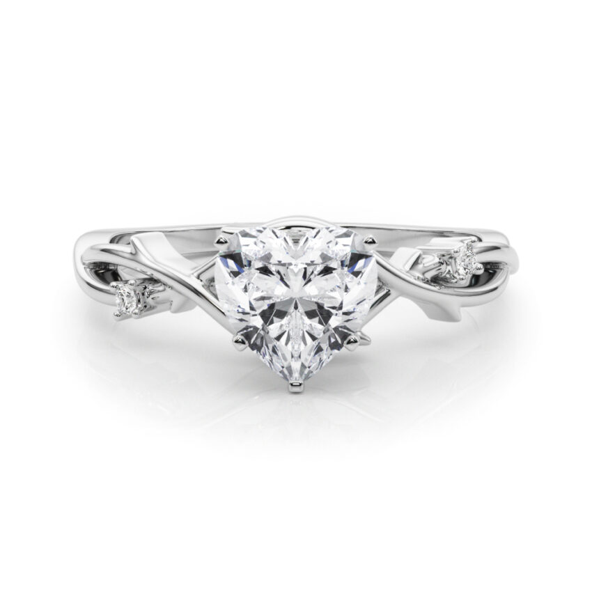 heart shape diamond thorn engagement ring in white gold