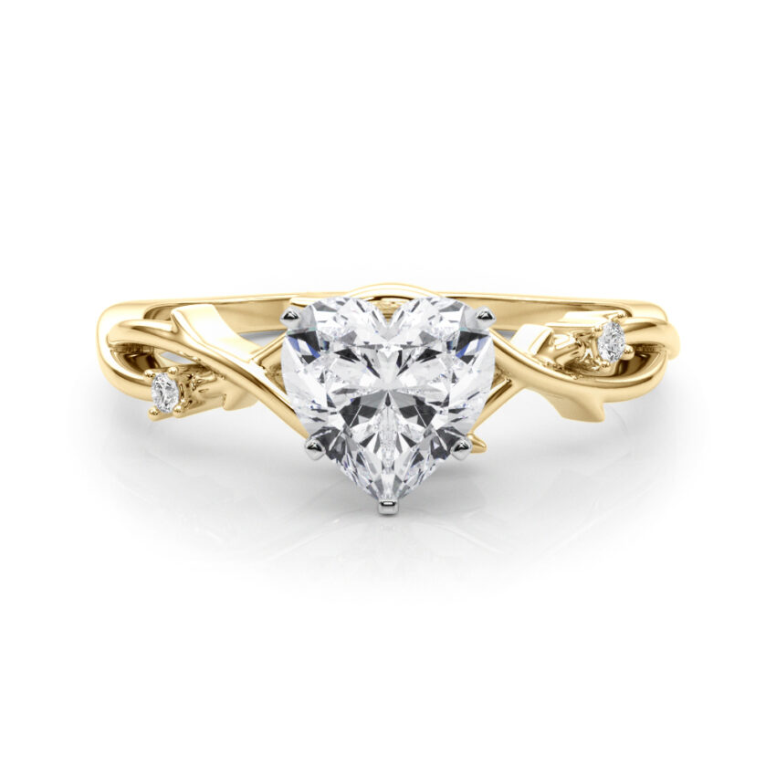 heart shape diamond thorn engagement ring in yellow gold