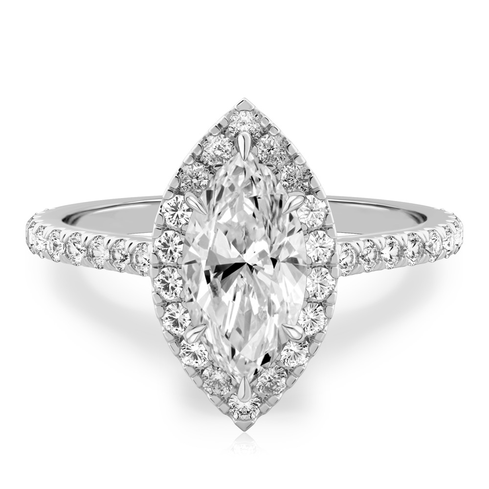 marquise cut diamond cushion halo engagement ring platinum