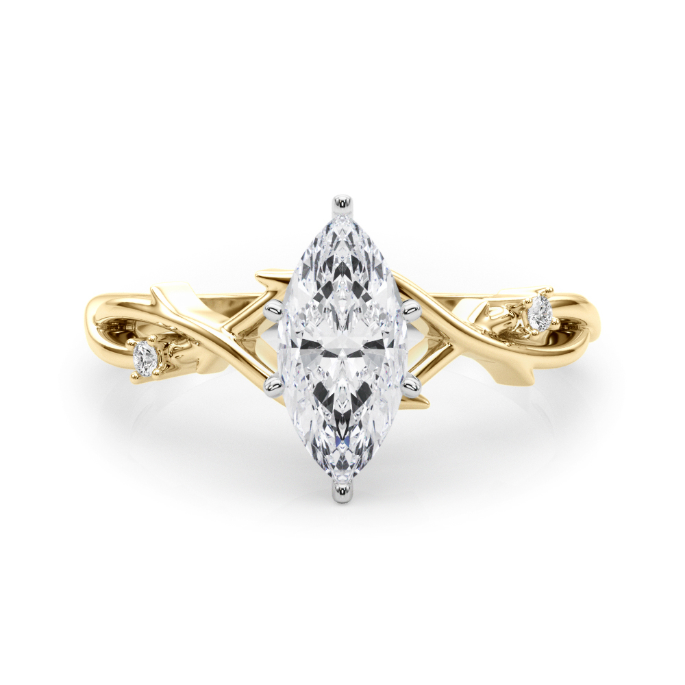 marquise cut diamond thorn engagement ring in yellow gold