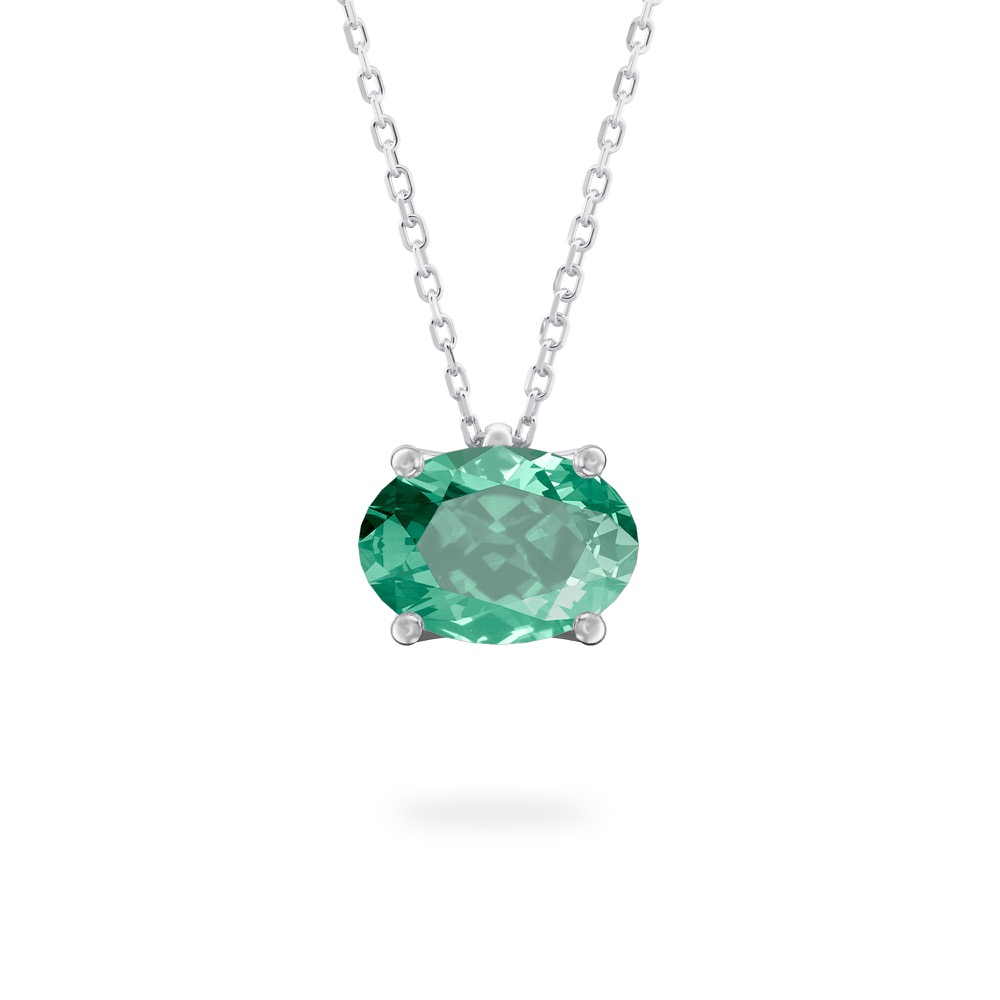 oval shape august birthstone necklace in platinum