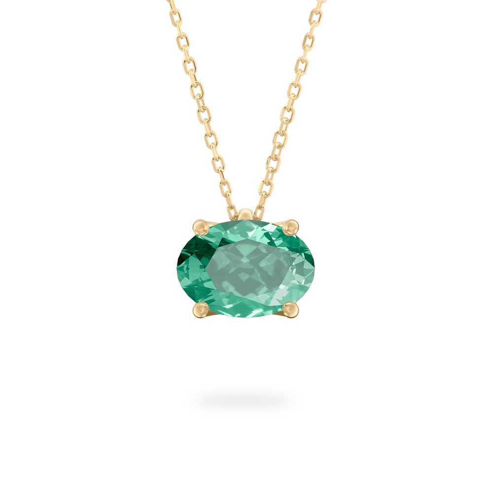 oval shape august birthstone necklace in yellow gold