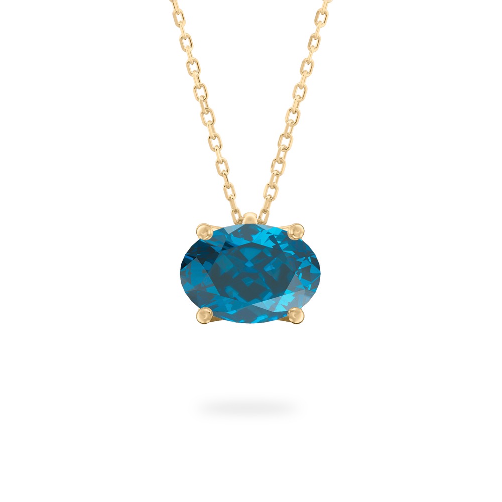oval shape december birthstone necklace in yellow gold