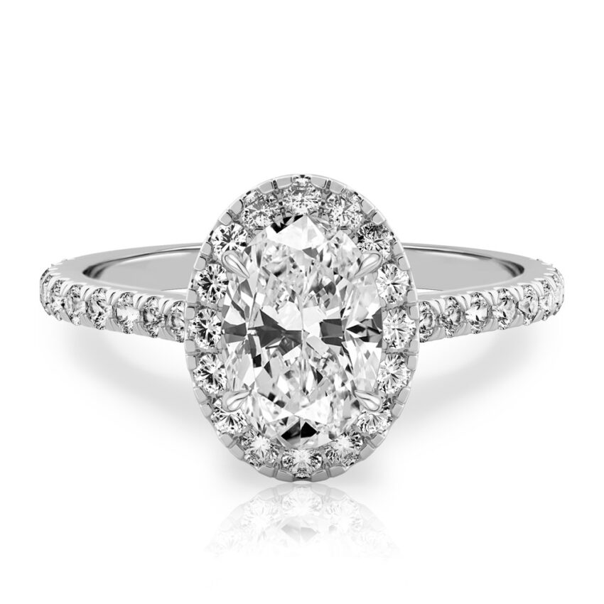 oval shape diamond cushion halo engagement ring palladium