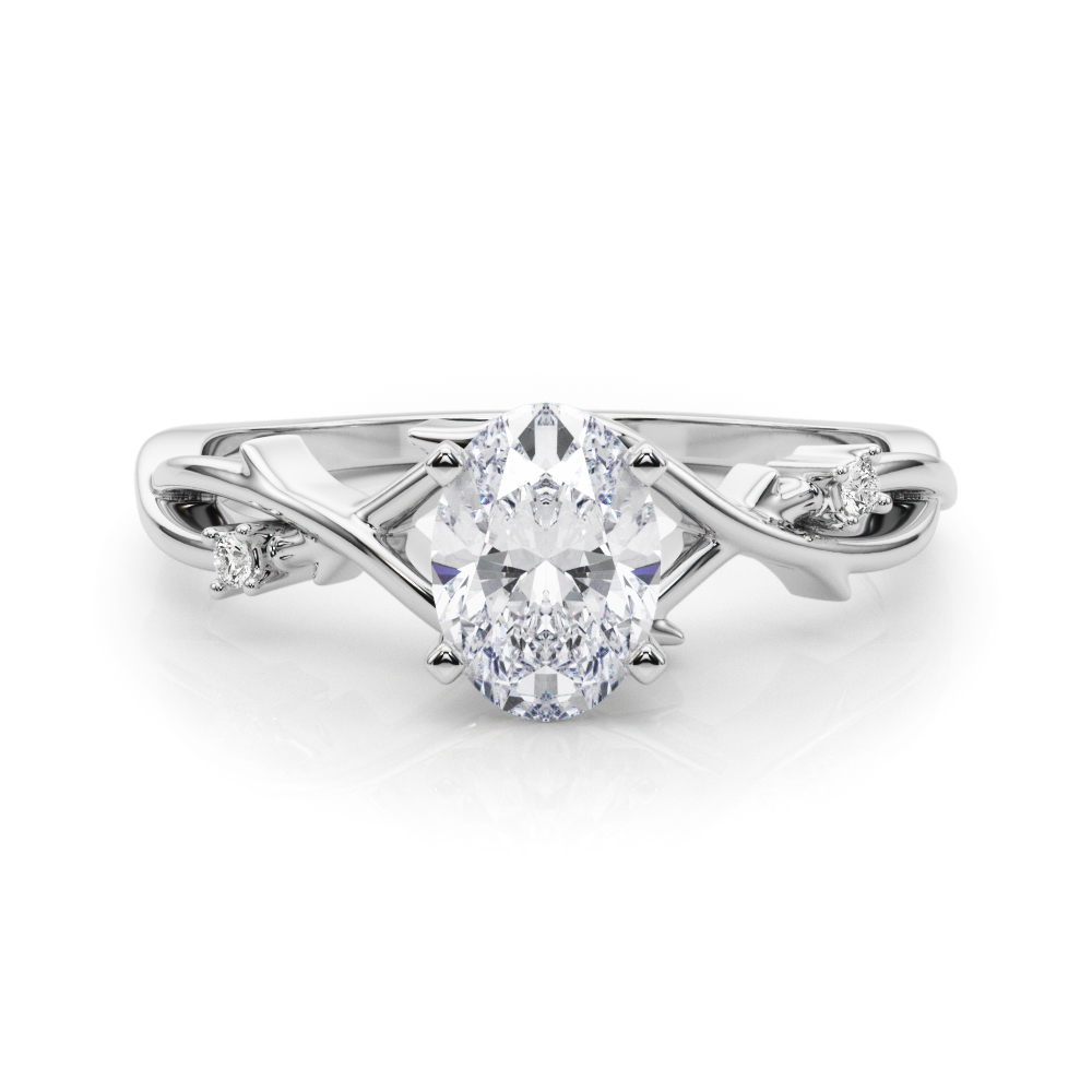 oval shape diamond thorn engagement ring in platinum