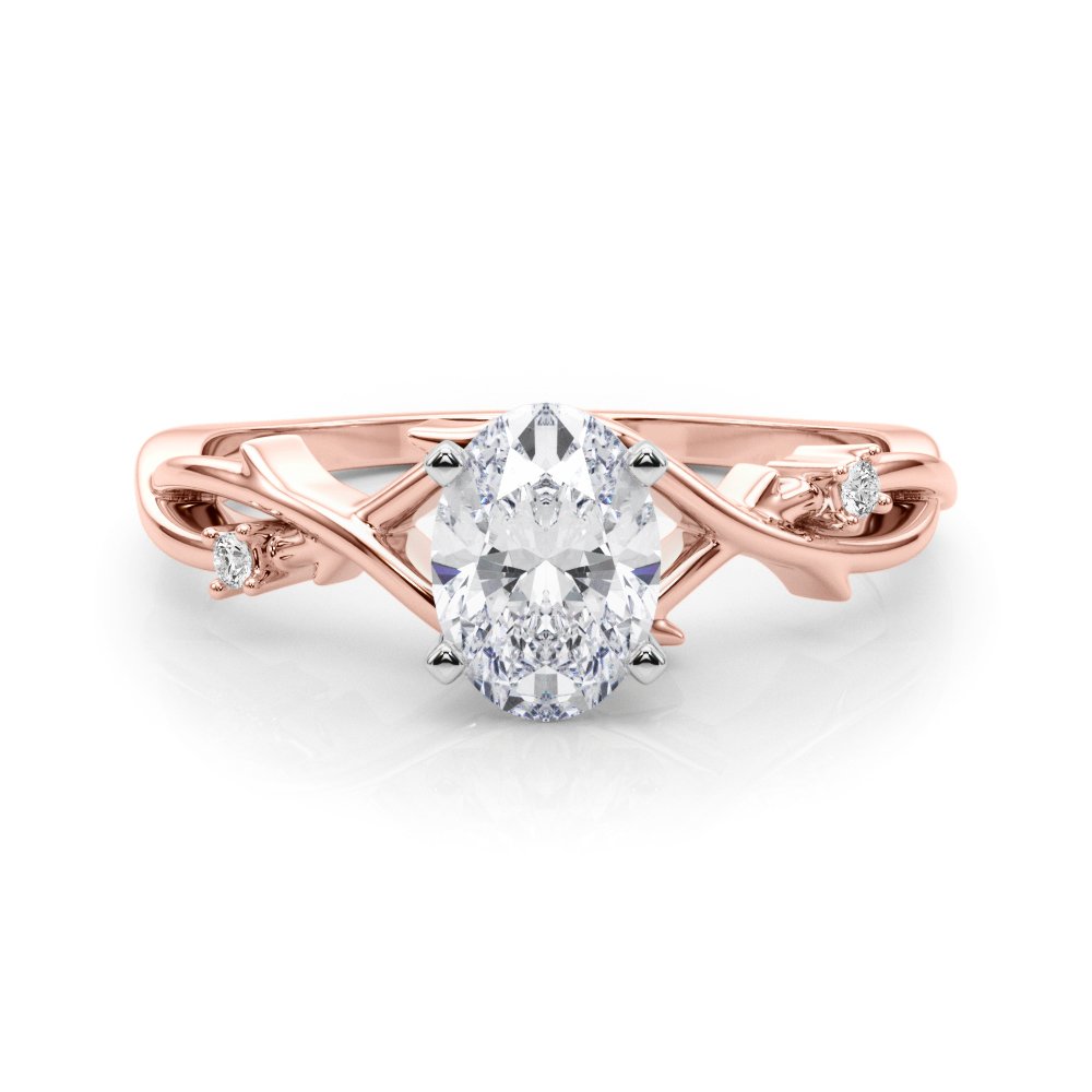 oval shape diamond thorn engagement ring in rose gold