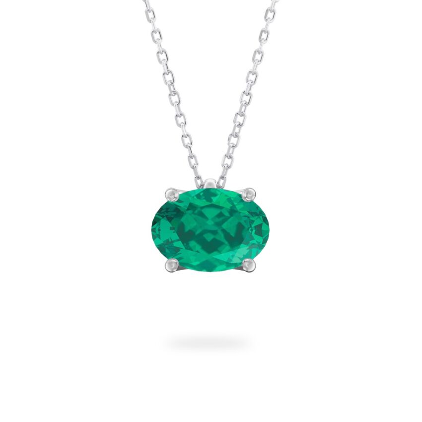 oval shape emerald necklace in platinum