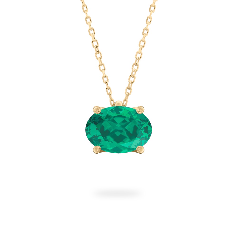 oval shape emerald necklace in yellow gold