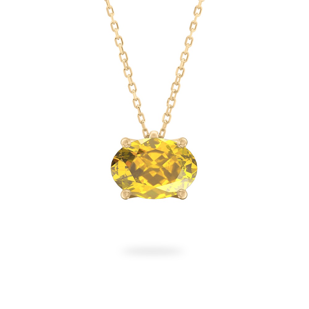 oval shape november birthstone necklace in yellow gold