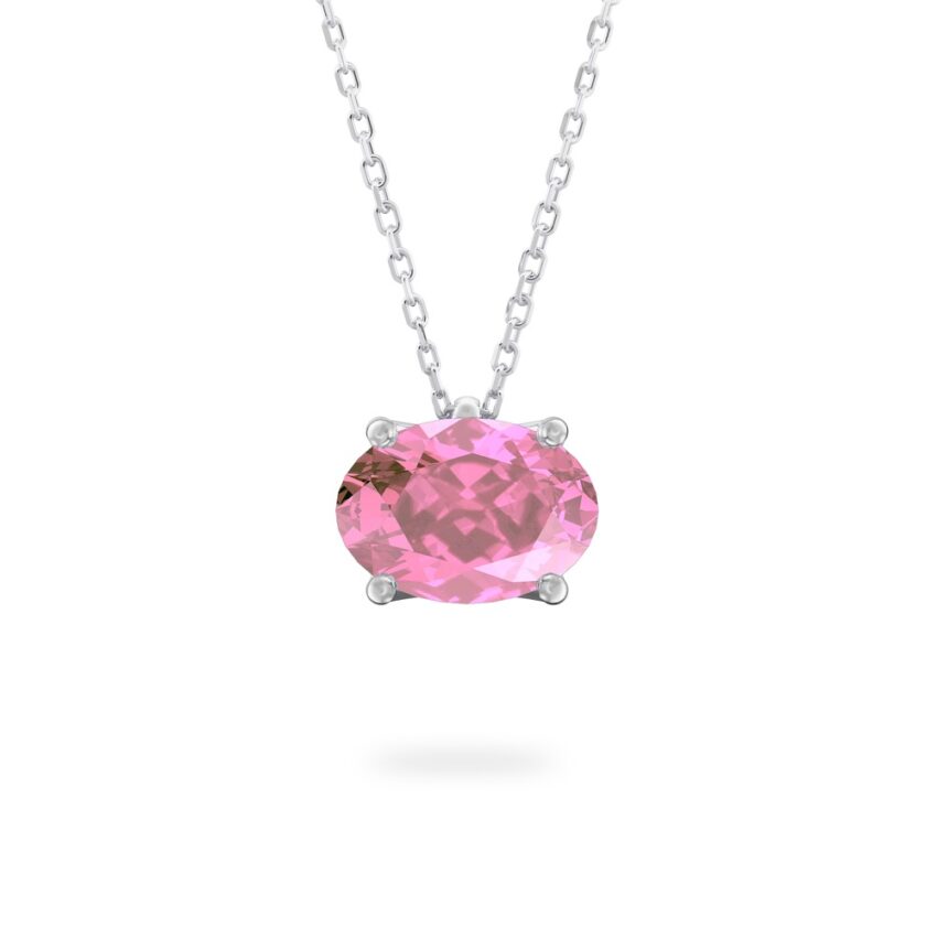 oval shape october birthstone necklace in platinum