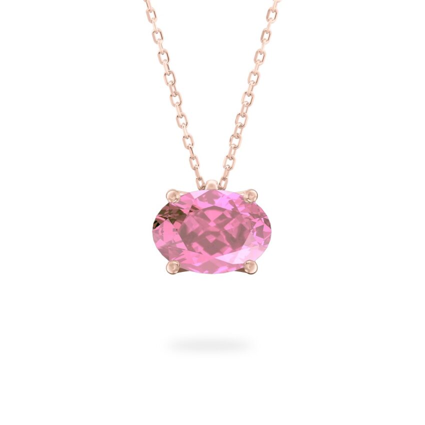 oval shape october birthstone necklace in rose gold