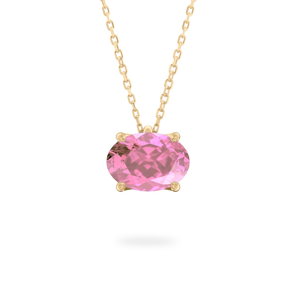 oval shape october birthstone necklace in yellow gold