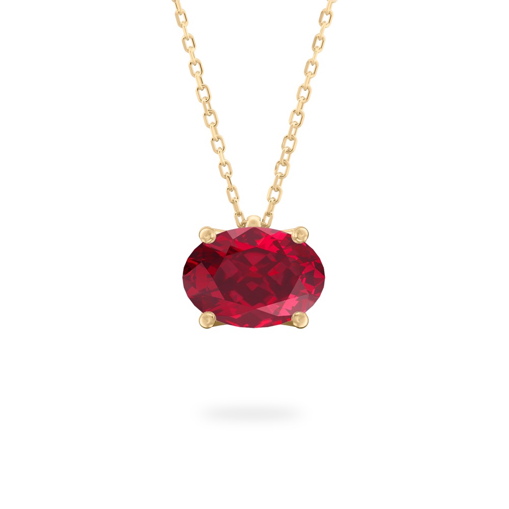 oval shape ruby necklace in yellow gold