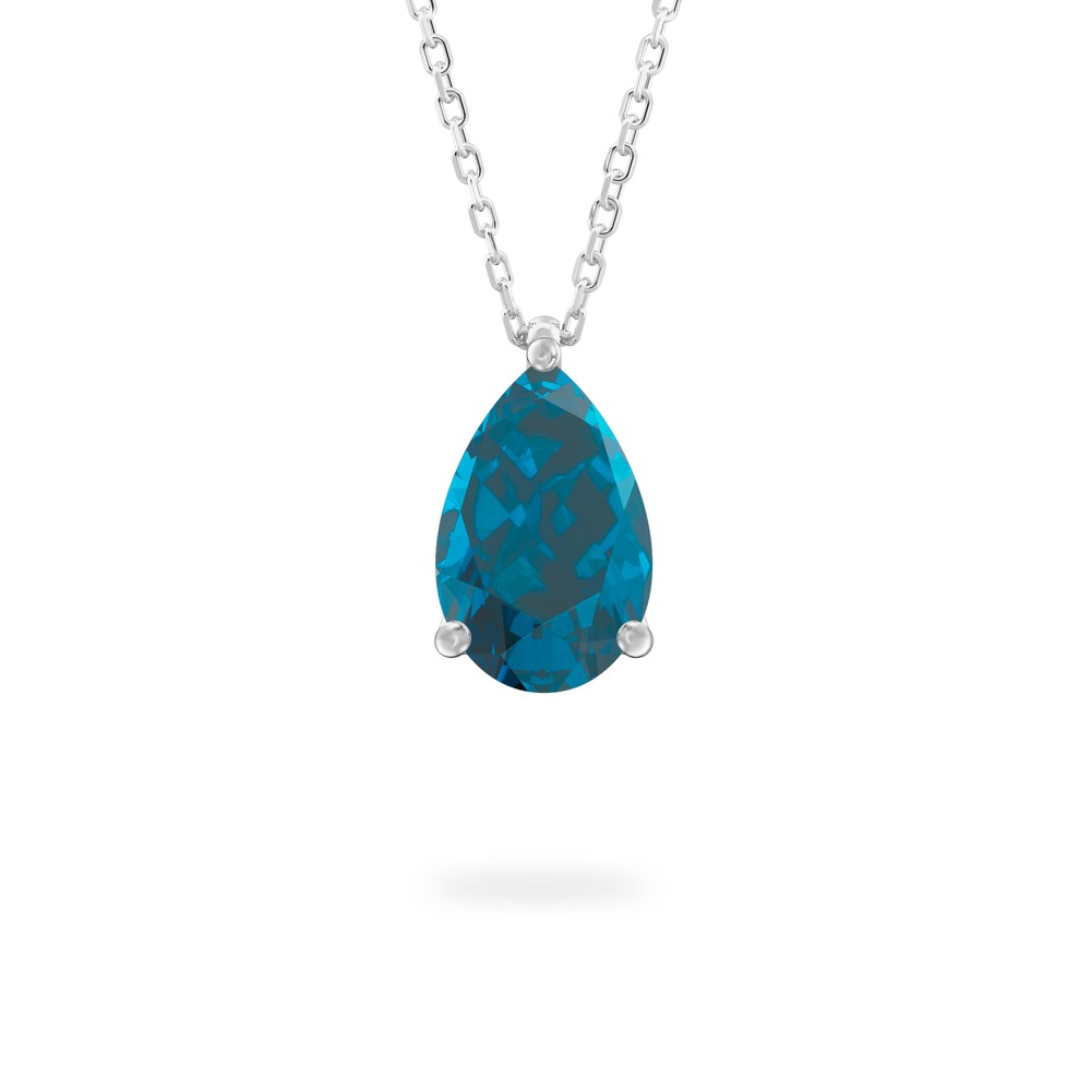 pear shape december birthstone necklace in white gold