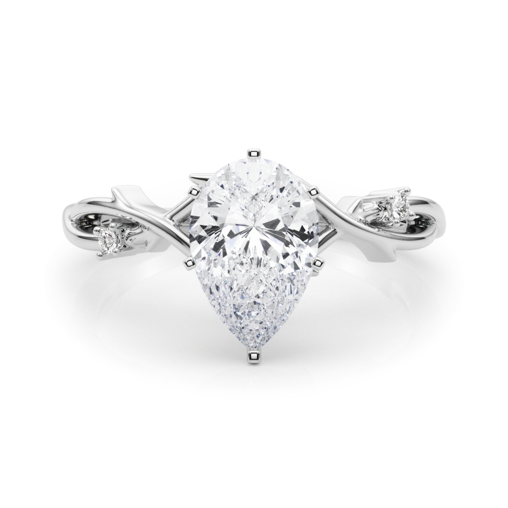 pear shape diamond thorn engagement ring in palladium