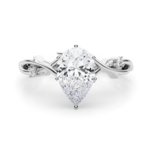 pear shape diamond thorn engagement ring in platinum