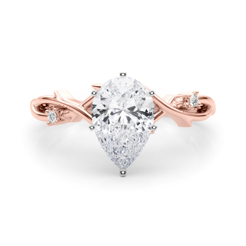 pear shape diamond thorn engagement ring in rose gold
