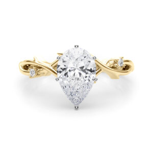 pear shape diamond thorn engagement ring in yellow gold